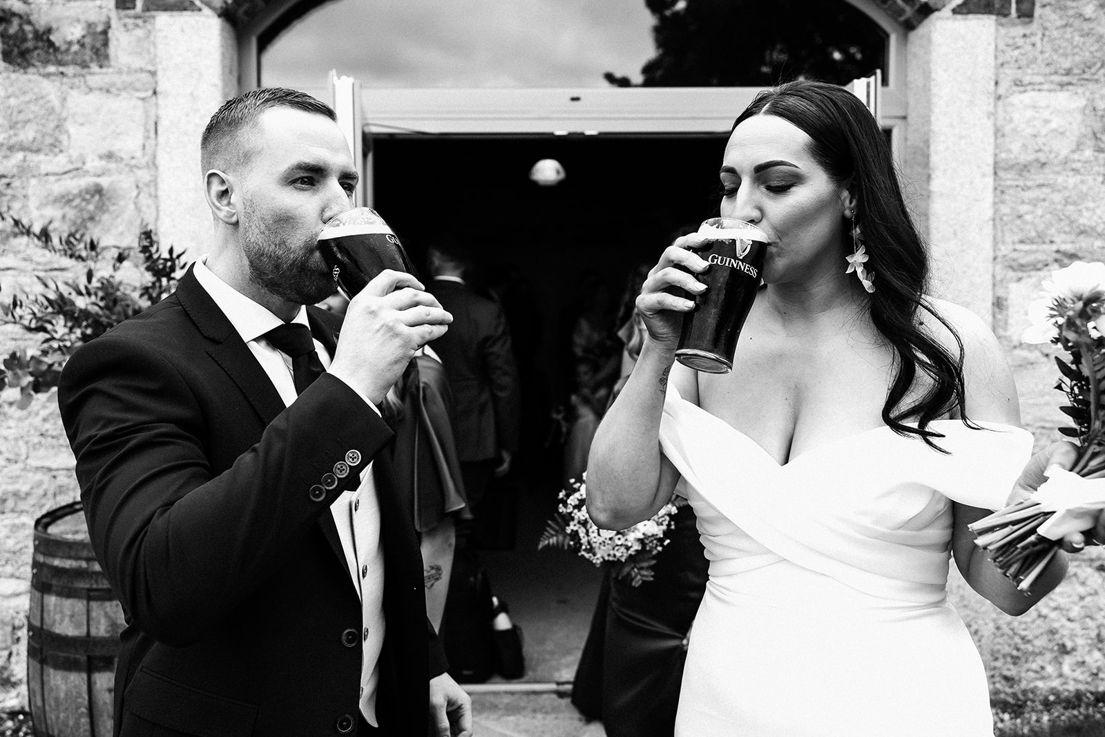 bride and groom pint of guinness