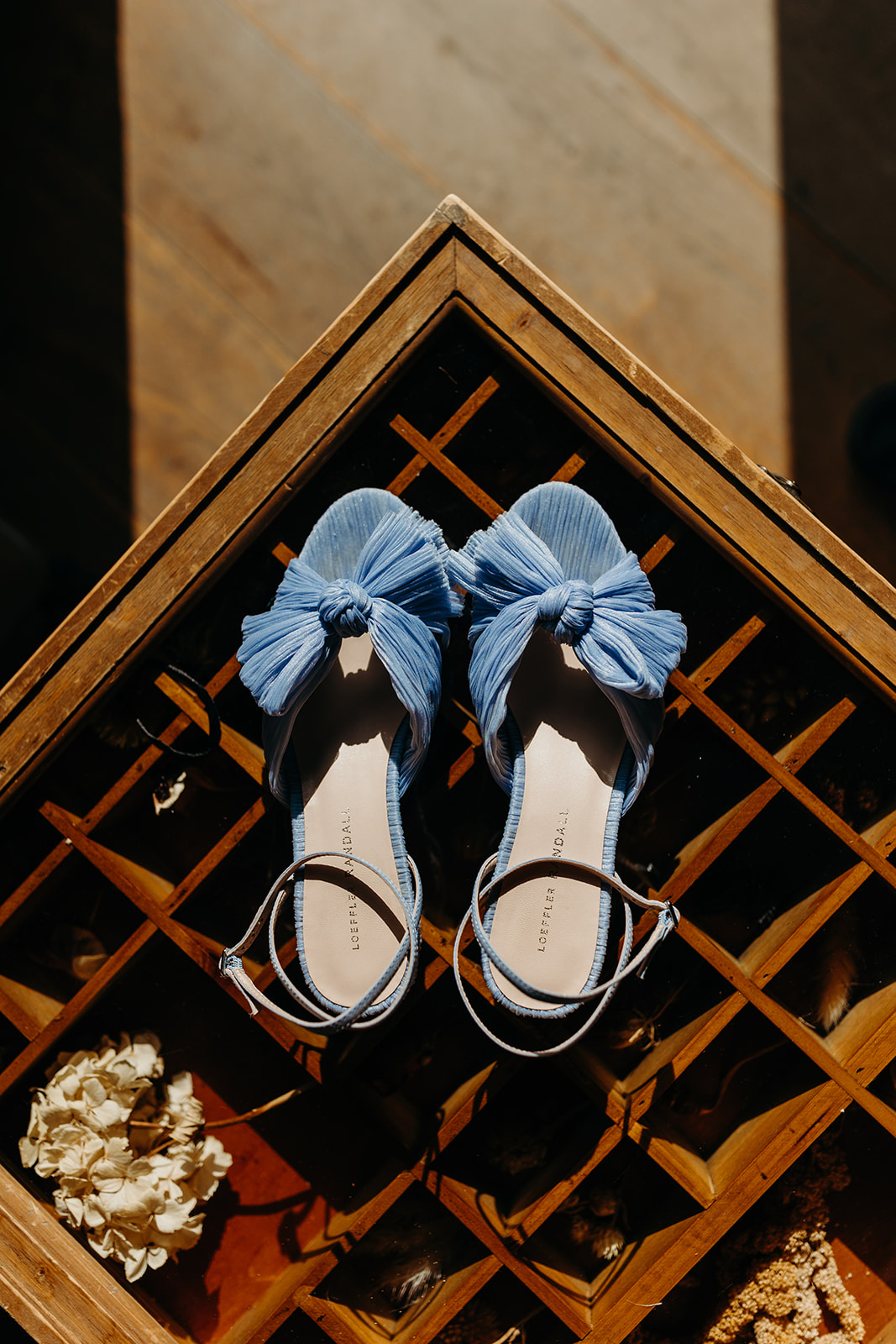 Wedding shoes on table 