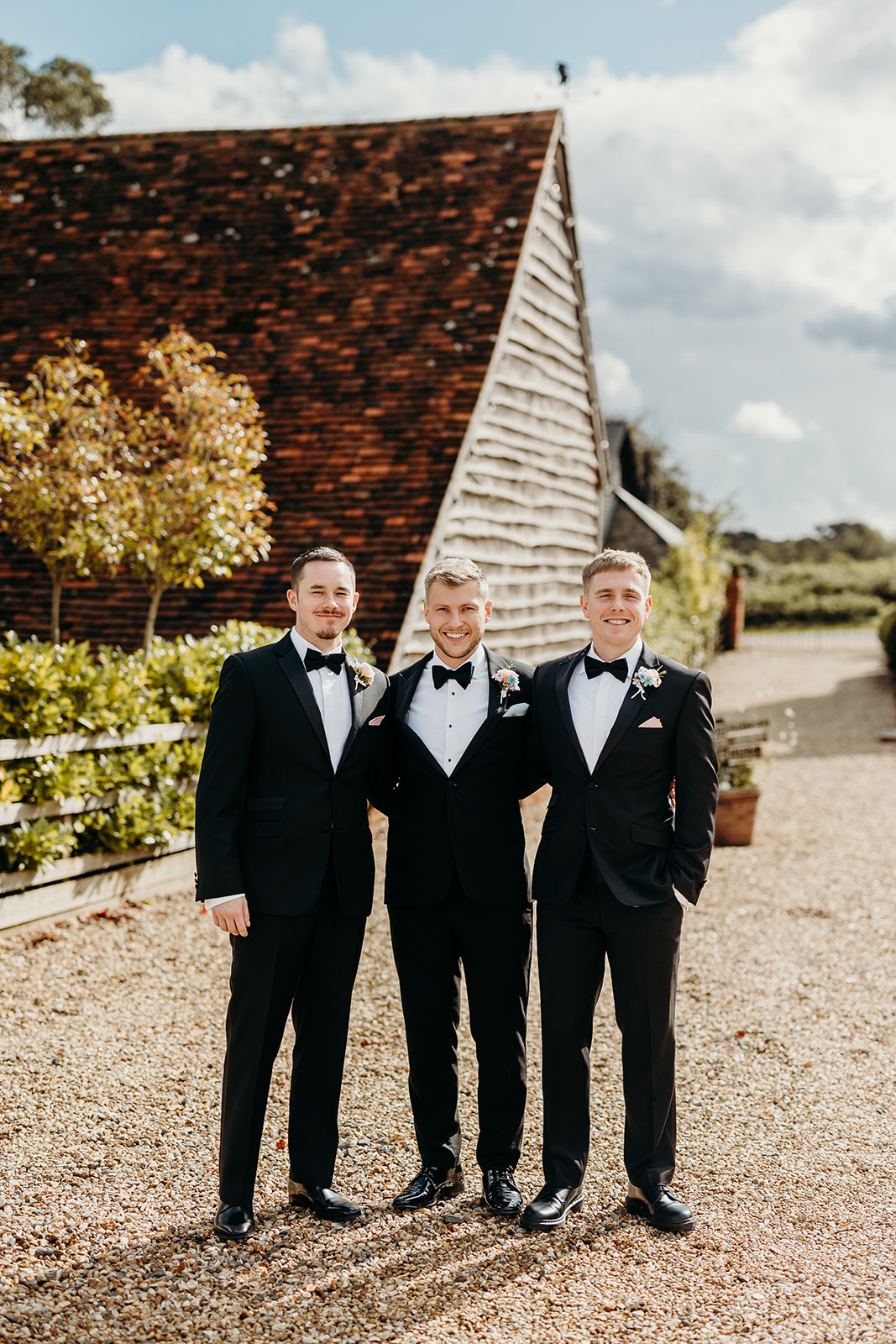 Groom and his groomsmen looking dapper in their wedding attire at Silchester Farm.