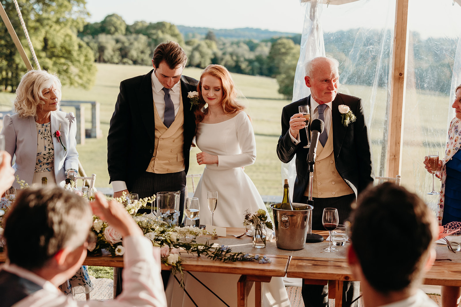 Heartfelt speeches during the sumptuous dining at the East Sussex country house wedding.