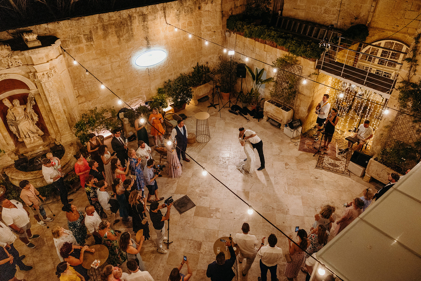 First dance at Palazzo Castelletti in rabat Malta with guests watching