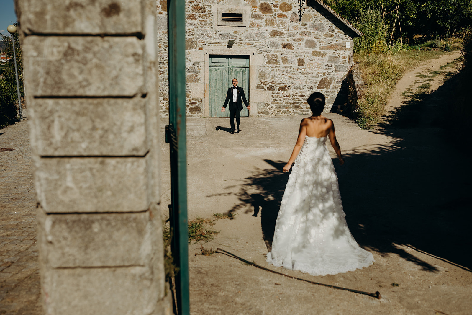 First look of bride and groom at Six Senses Douro Valley Wedding