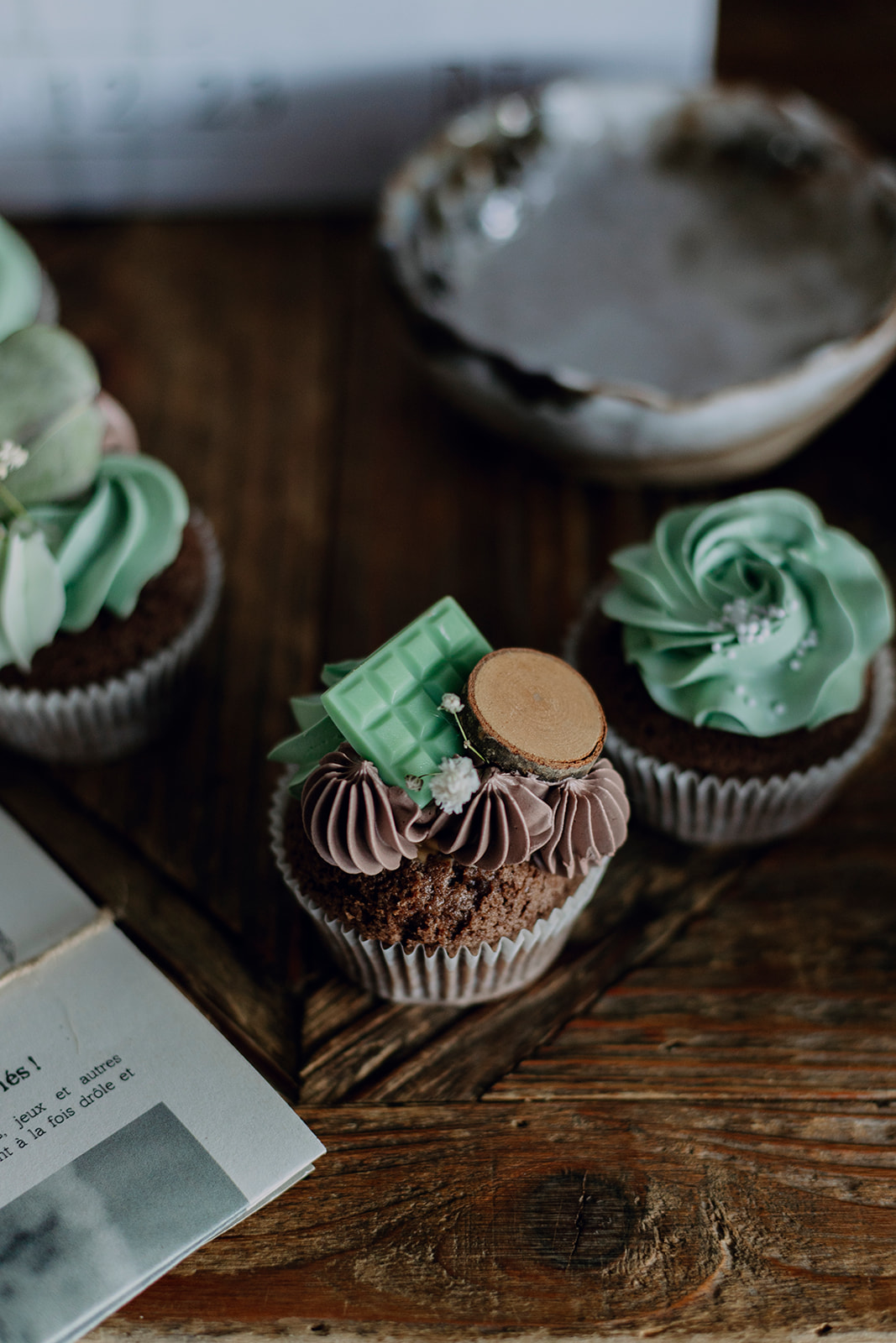 cupcake mariage vert
