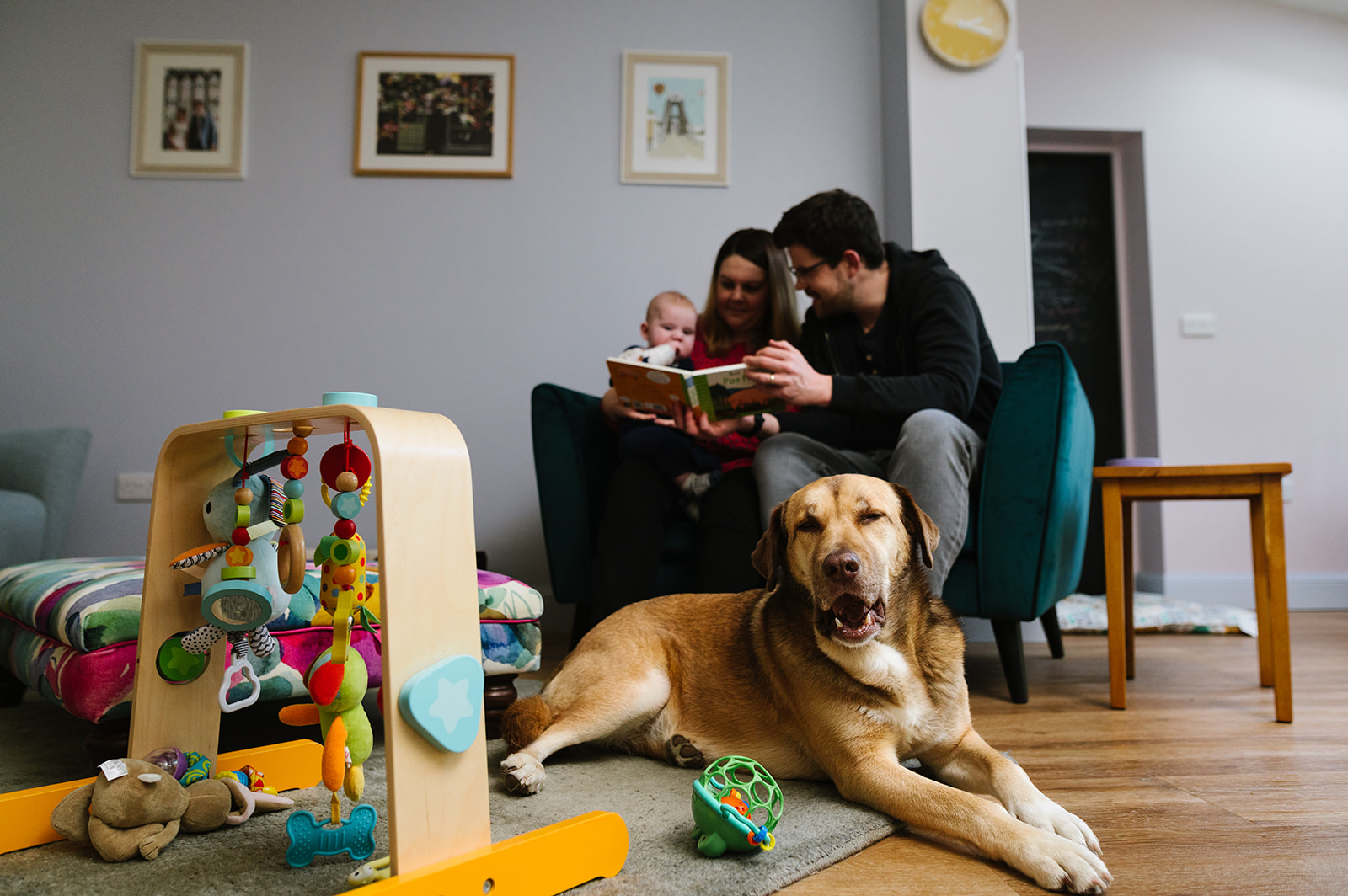relaxed family photos with baby at home in Bristol