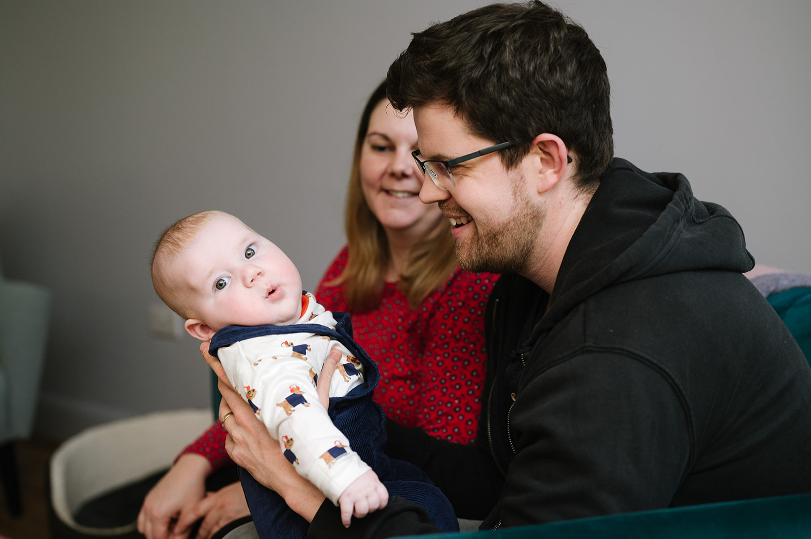 relaxed family photos with baby at home in Bristol