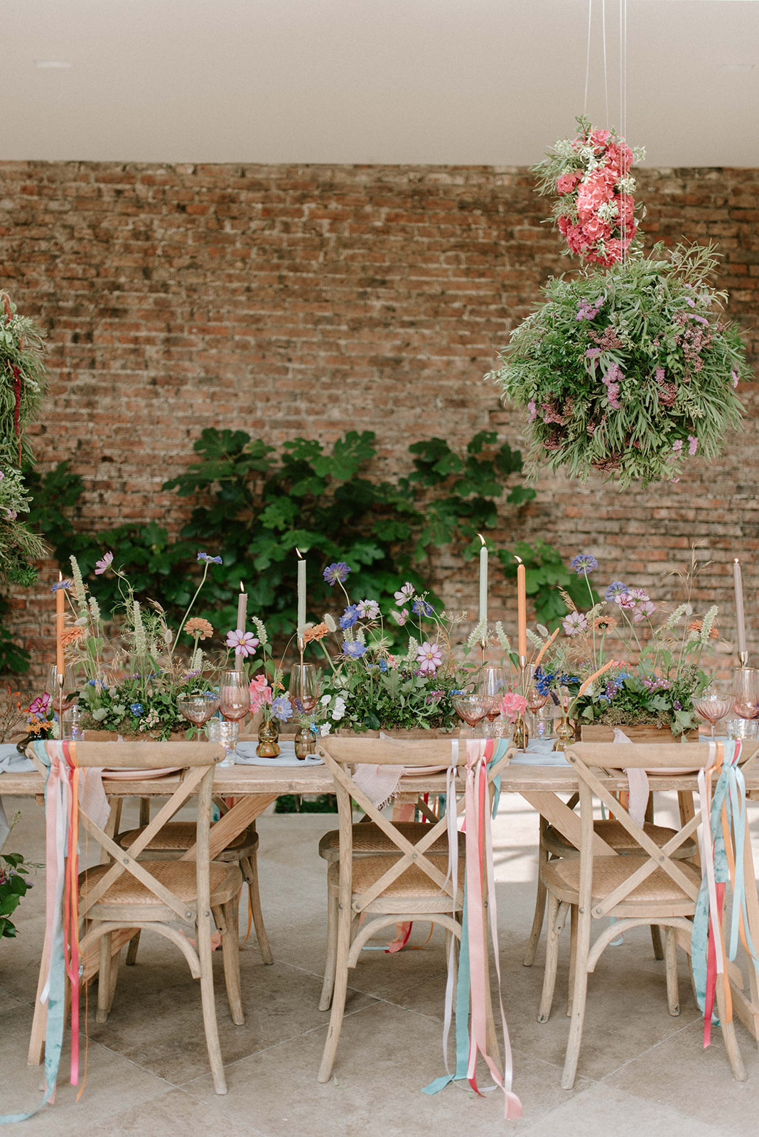 colourful wedding reception in fig house at Middleton lodge