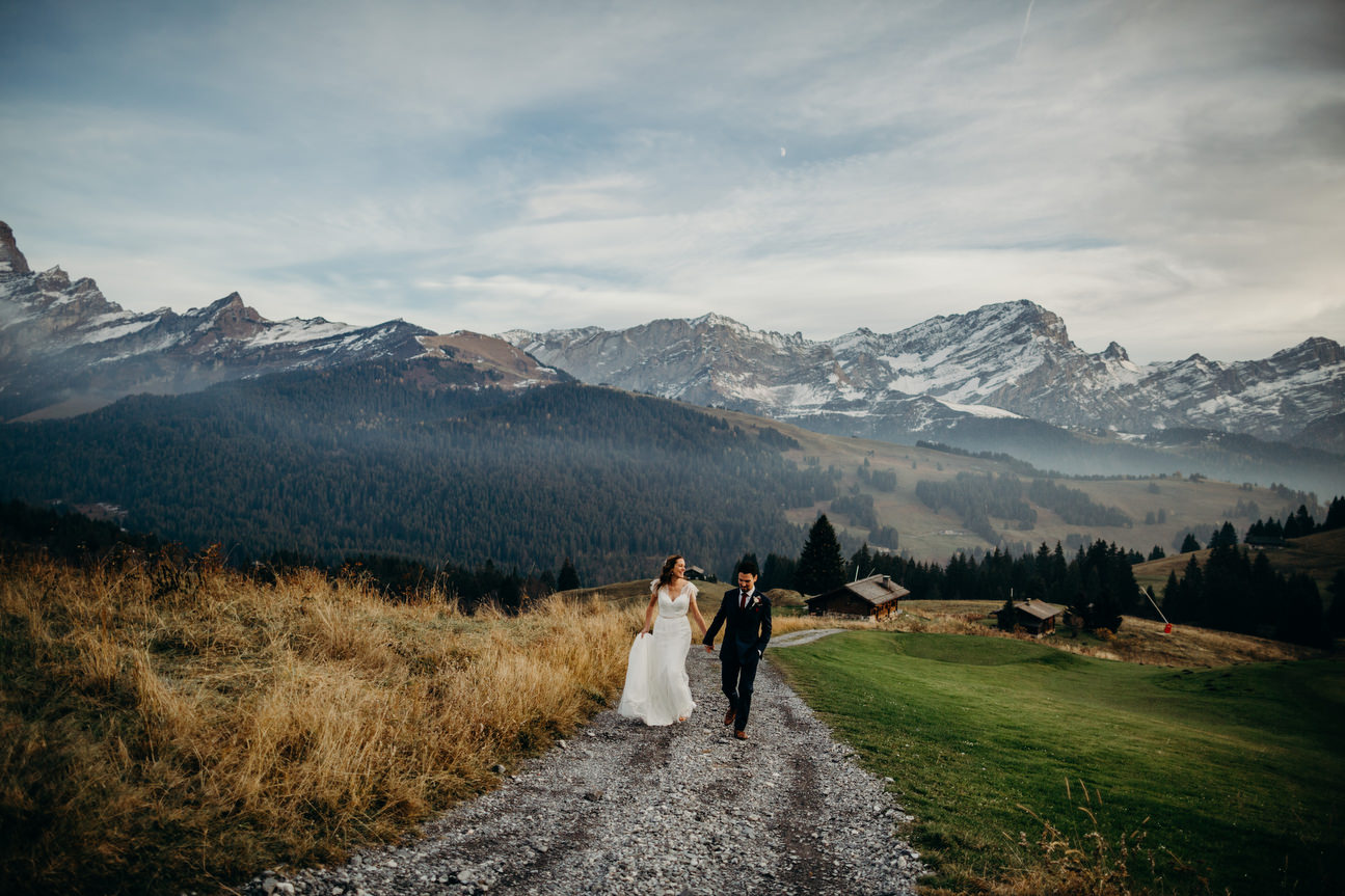 Swiss alps wedding portraits by Richard Skins