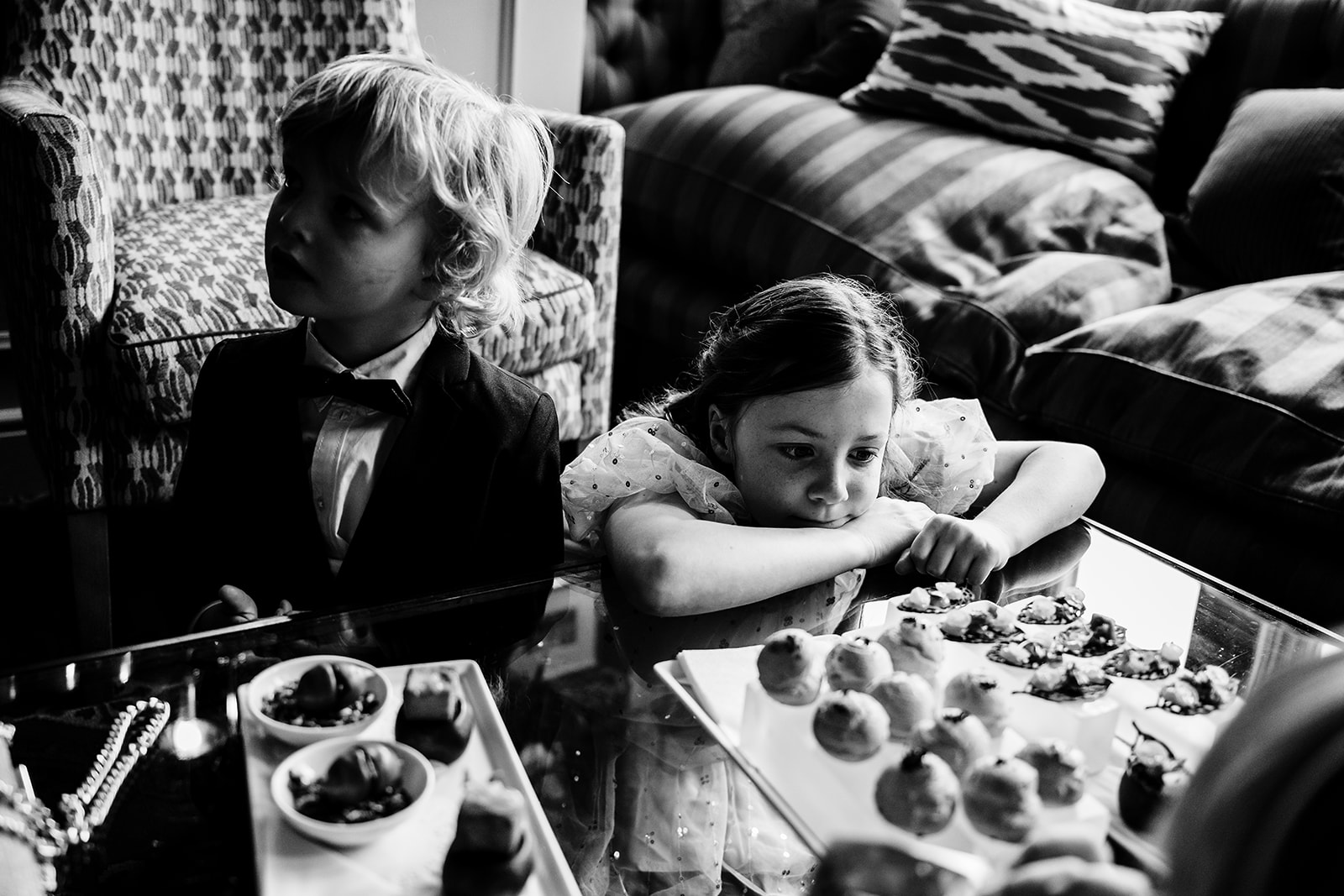 photo of children waiting to be able to eat the canapes at hambleton hall