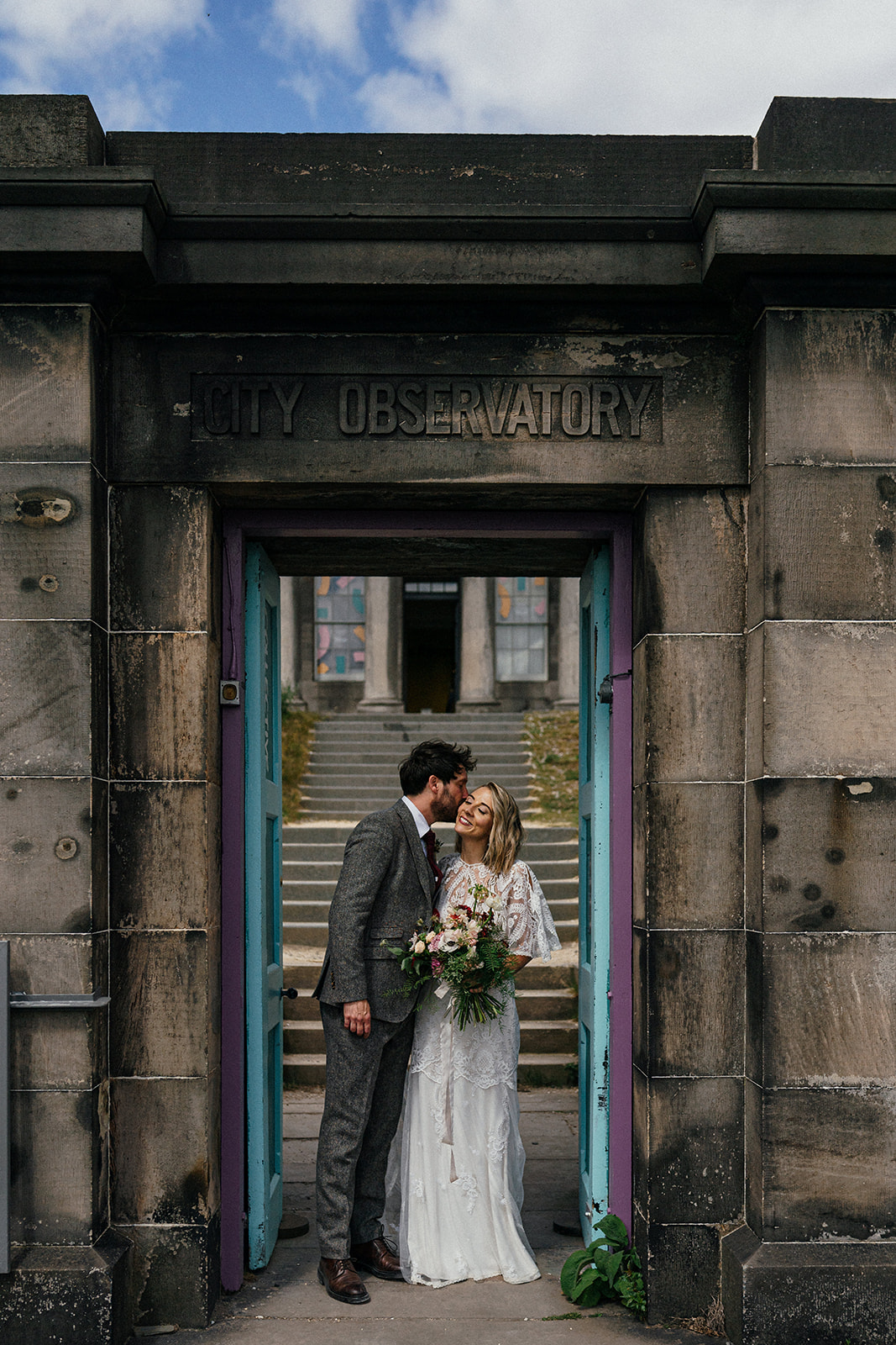wedding couple at Collective Edinburgh, Calton Hill 