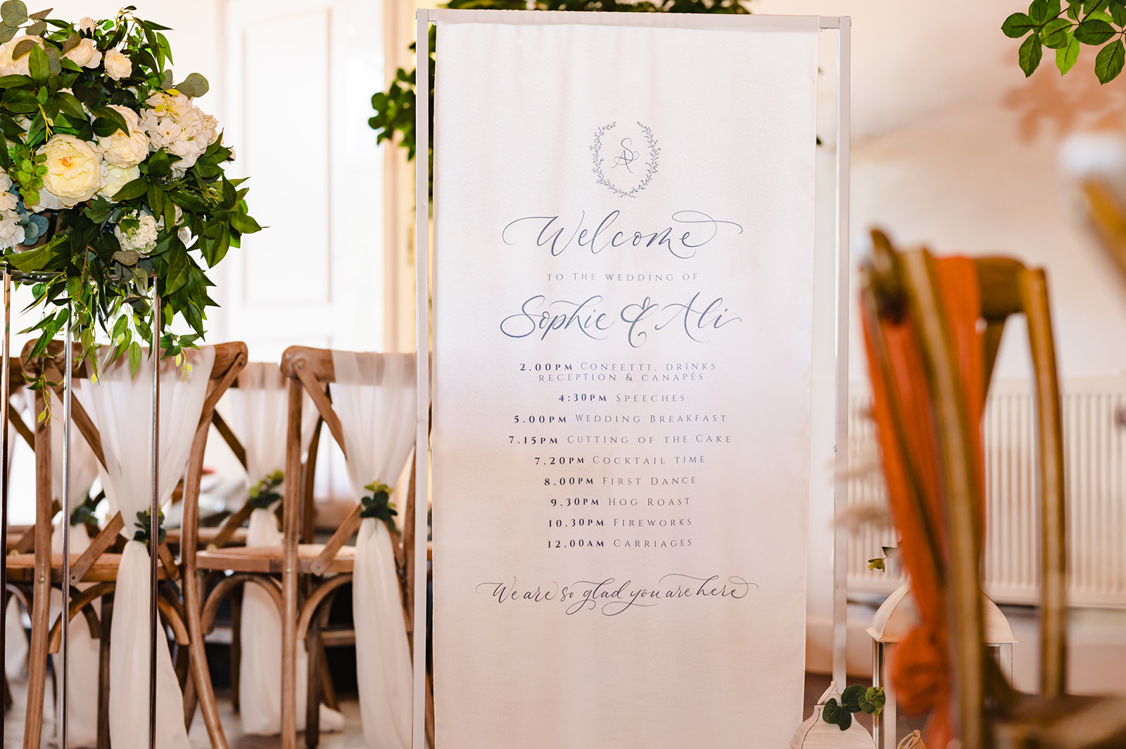 welcome to our wedding signage by inviting writing
