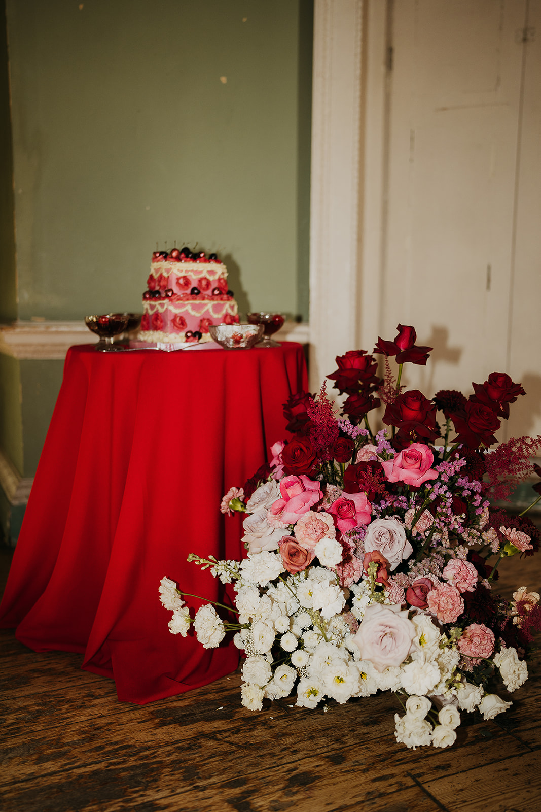 Red & Pink Valentine's Day wedding Inspiration at Beckenham Place mansion